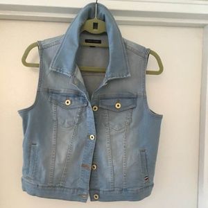 Jeans Tommy hilfinger light wash crop denim jean vest SP